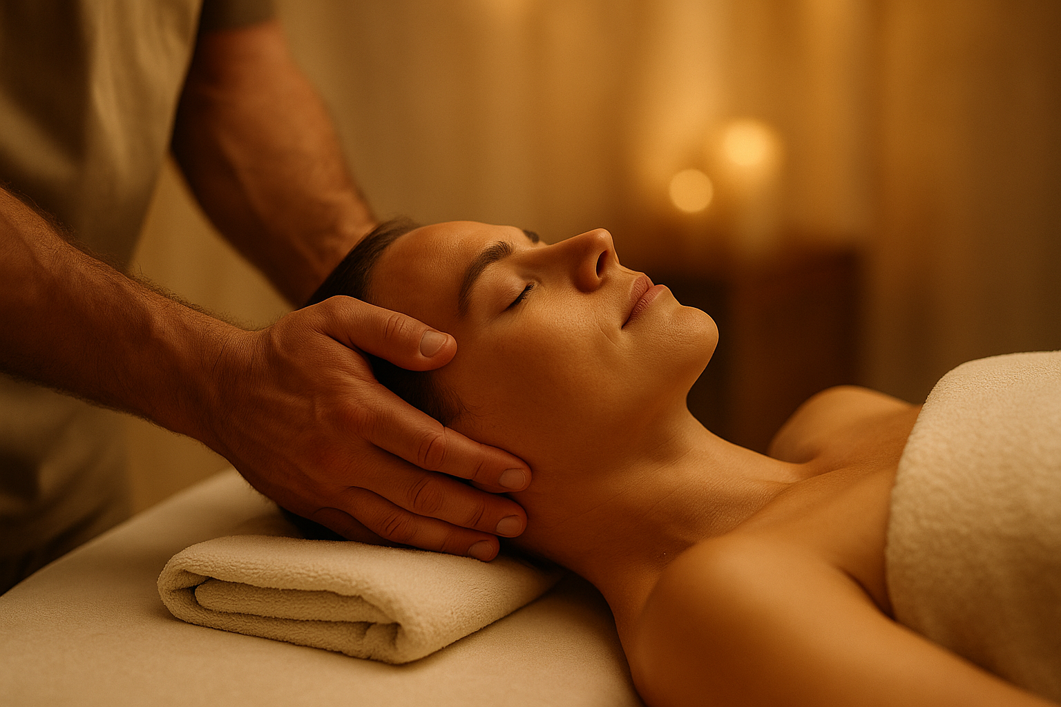 Déroulement du massage visage & crânien à Reims – travail sur la nuque et le cuir chevelu