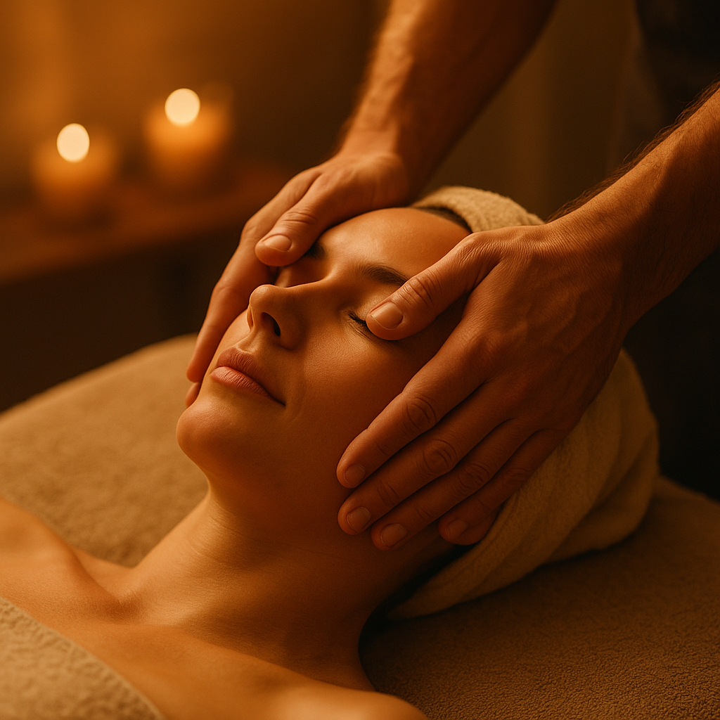Massage visage & crânien à Reims – détente du visage et du cuir chevelu dans une ambiance zen